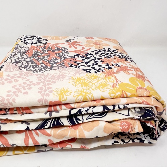 GARNET HILL Multicolor MEADOW FLORAL Organic Cotton Duvet Cover Button Close - Picture 13 of 13